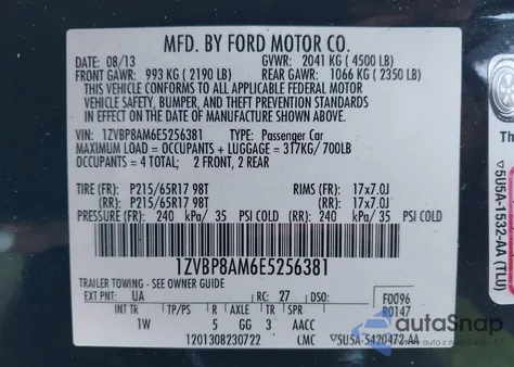 2014 Ford Mustang V6 from USA, damaged, VIN 1ZVBP8AM6E5256381